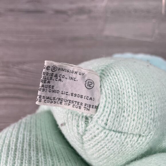 Vintage 1987 Applause Blue Cuddle Up Bear Cub Plush Chime Rattle in Knit Sweater - Picture 7 of 9